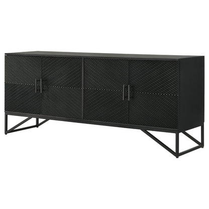  Coaster Furniture Riddell 959631 4-door Wood Reeding Accent Cabinet - Matte Black IMAGE 6