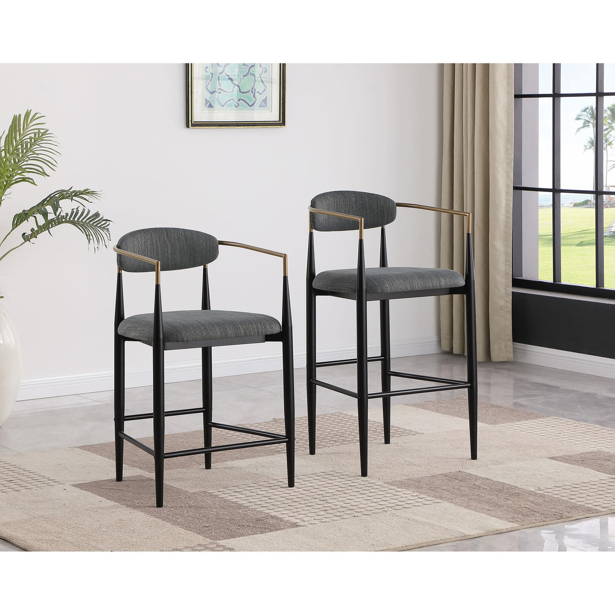  Coaster Furniture Tina 121186 Fabric Upholstered Counter Chair - Dark Grey IMAGE 10
