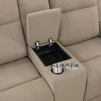  Coaster Furniture Brentwood 610282 Upholstered Motion Reclining Loveseat - Taupe IMAGE 12
