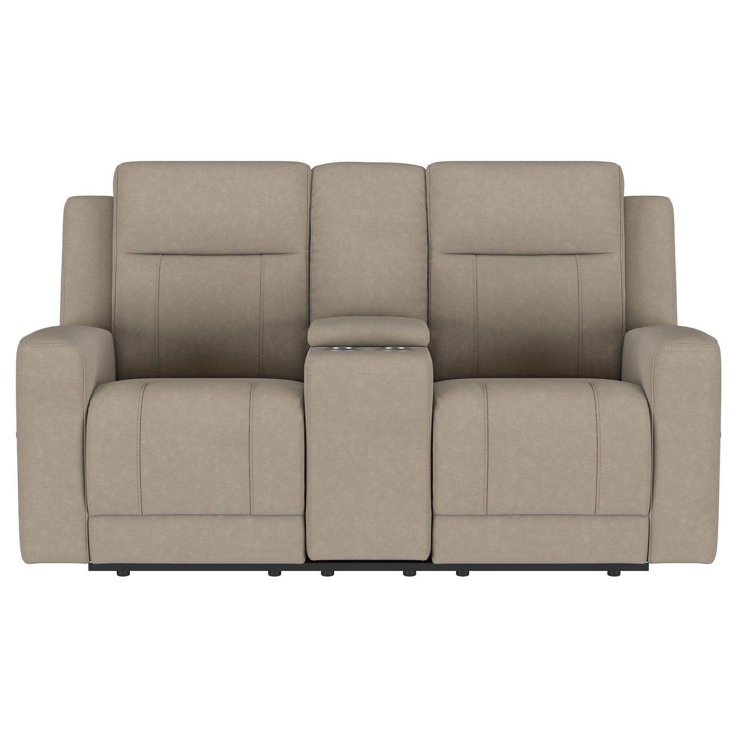  Coaster Furniture Brentwood 610282 Upholstered Motion Reclining Loveseat - Taupe IMAGE 3