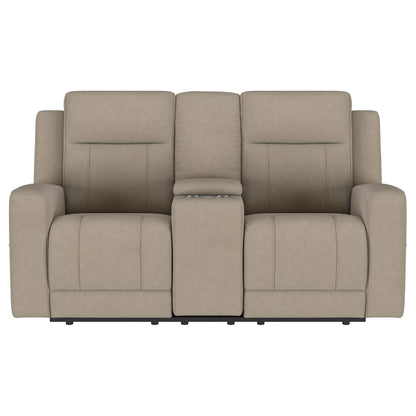  Coaster Furniture Brentwood 610282 Upholstered Motion Reclining Loveseat - Taupe IMAGE 3