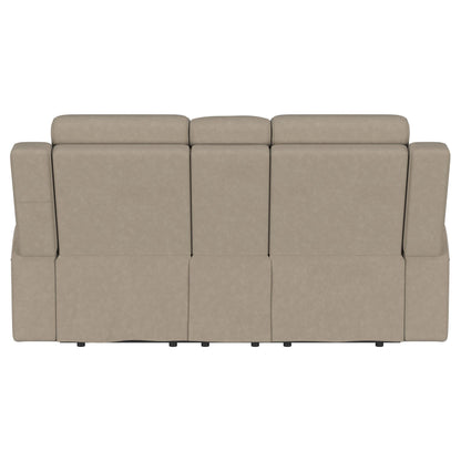  Coaster Furniture Brentwood 610282 Upholstered Motion Reclining Loveseat - Taupe IMAGE 7