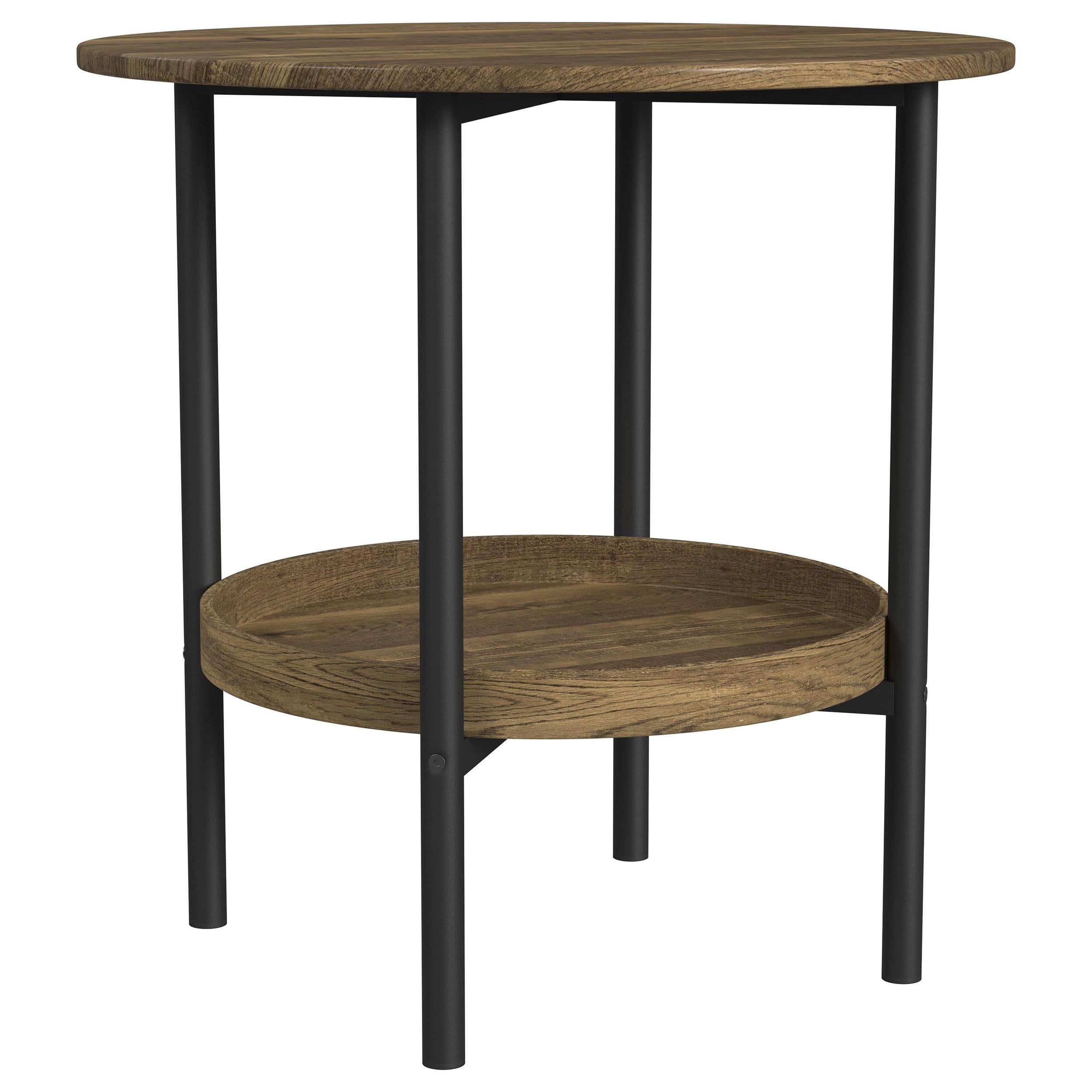 Coaster Furniture Delfin 721617 Round Glass Top Side End Table - Black and Brown IMAGE 1