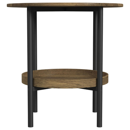 Coaster Furniture Delfin 721617 Round Glass Top Side End Table - Black and Brown IMAGE 2