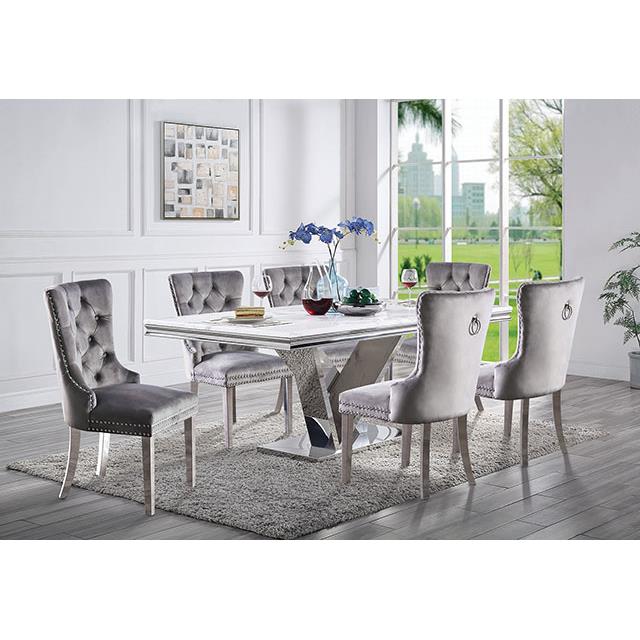  Furniture of America Valdevers Dining Table with Marble Top CM3294T-TABLE IMAGE 2