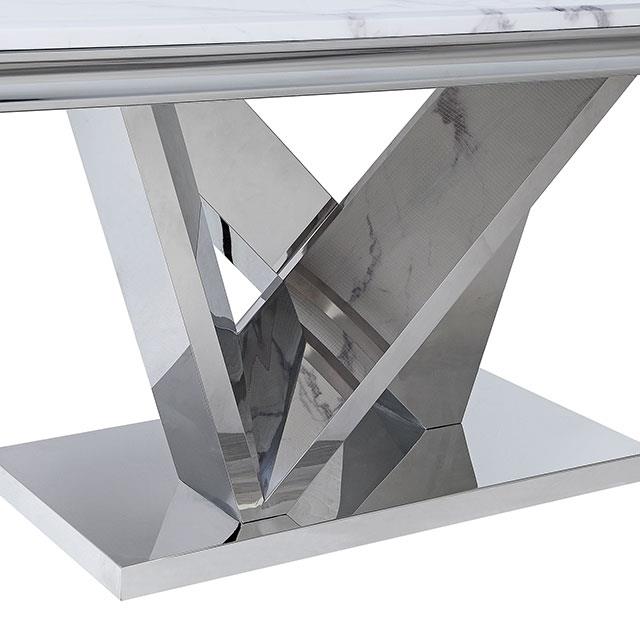  Furniture of America Valdevers Dining Table with Marble Top CM3294T-TABLE IMAGE 4