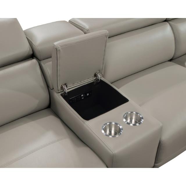  Furniture of America Linwurst Power Reclining Leatherette Sectional CM6457GY-PM-SECT IMAGE 6