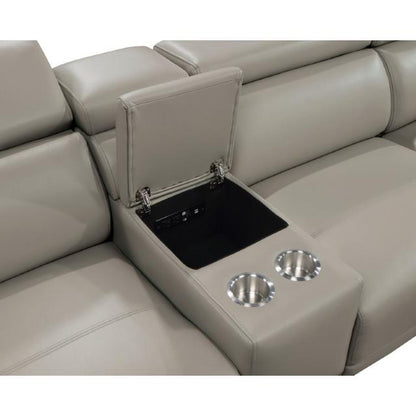  Furniture of America Linwurst Power Reclining Leatherette Sectional CM6457GY-PM-SECT IMAGE 6