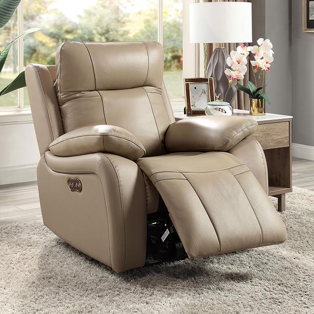  Furniture of America Gaspe Power Leather Recliner CM6739LB-CH-PM IMAGE 1