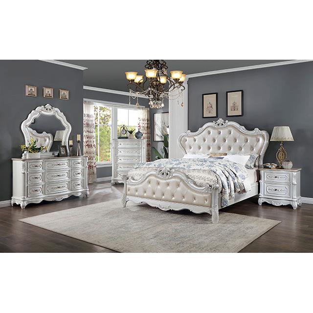  Furniture of America Rosalind California King Upholstered Panel Bed CM7243WH-CK-BED IMAGE 2