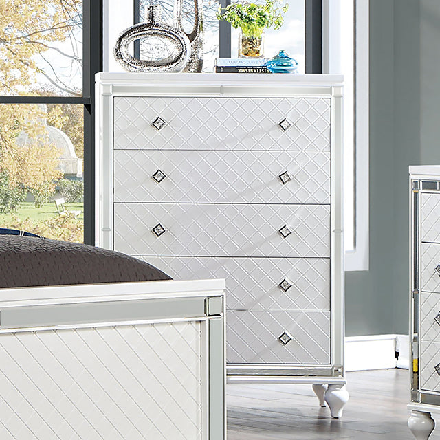  Furniture of America Calandria 5-Drawer Chest CM7320WH-C IMAGE 1