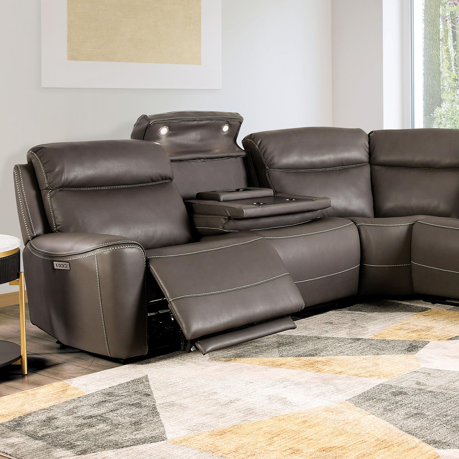 Furniture of America Edmondus CM9923GY-SECT-PM Power Sectional IMAGE 1