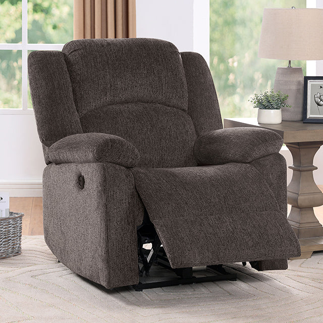  Furniture of America Charon Power Fabric Recliner CM-RC6763BR IMAGE 1