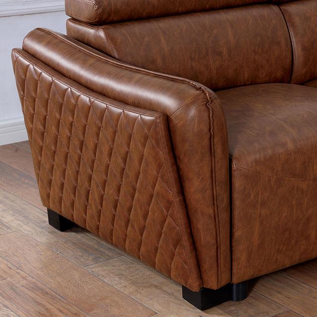  Furniture of America Holmestrand Stationary Leatherette Loveseat FOA6484BR-LV-PK IMAGE 3