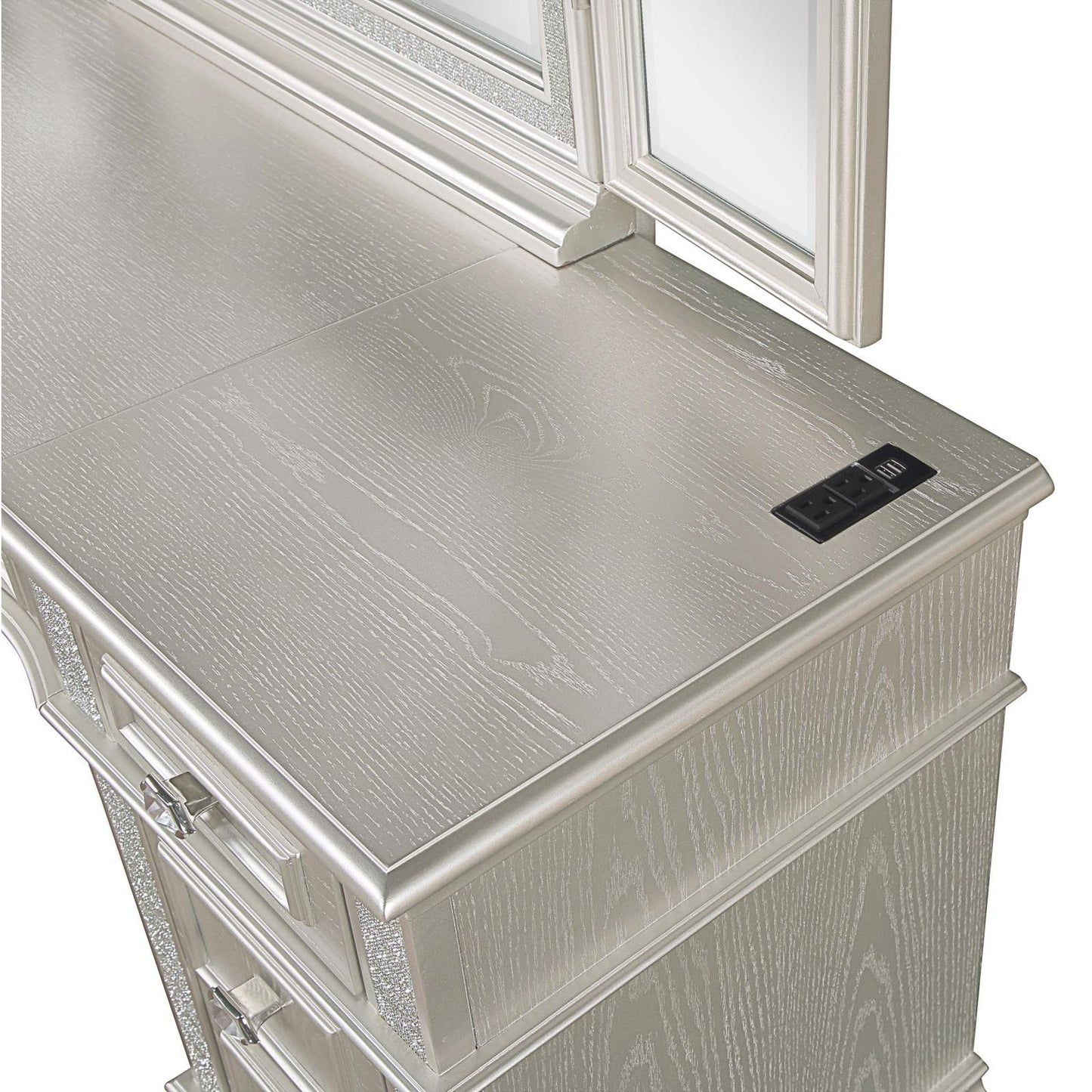  Coaster Furniture Evangeline 223397-SET 4-drawer Vanity Set with Stool - Silver Oak IMAGE 11