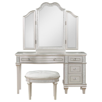  Coaster Furniture Evangeline 223397-SET 4-drawer Vanity Set with Stool - Silver Oak IMAGE 2