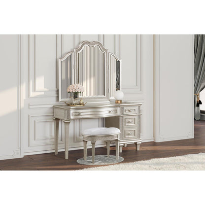 Coaster Furniture Evangeline 223397-SET 4-drawer Vanity Set with Stool - Silver Oak IMAGE 3