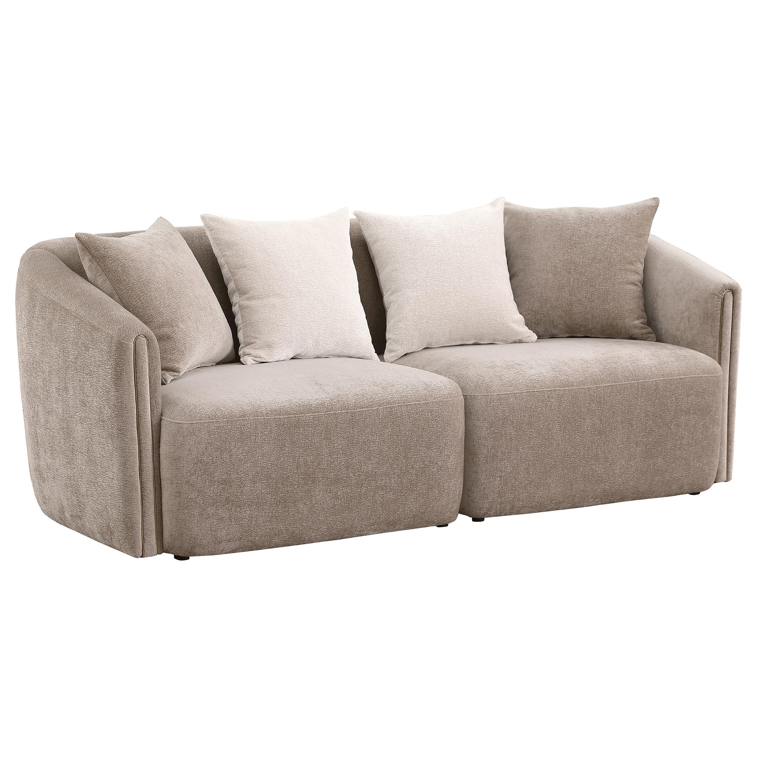  Coaster Furniture Townsend 504754 Chenille Upholstered Rolled Arm Sofa - Latte IMAGE 1