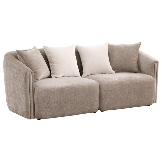  Coaster Furniture Townsend 504754 Chenille Upholstered Rolled Arm Sofa - Latte IMAGE 1