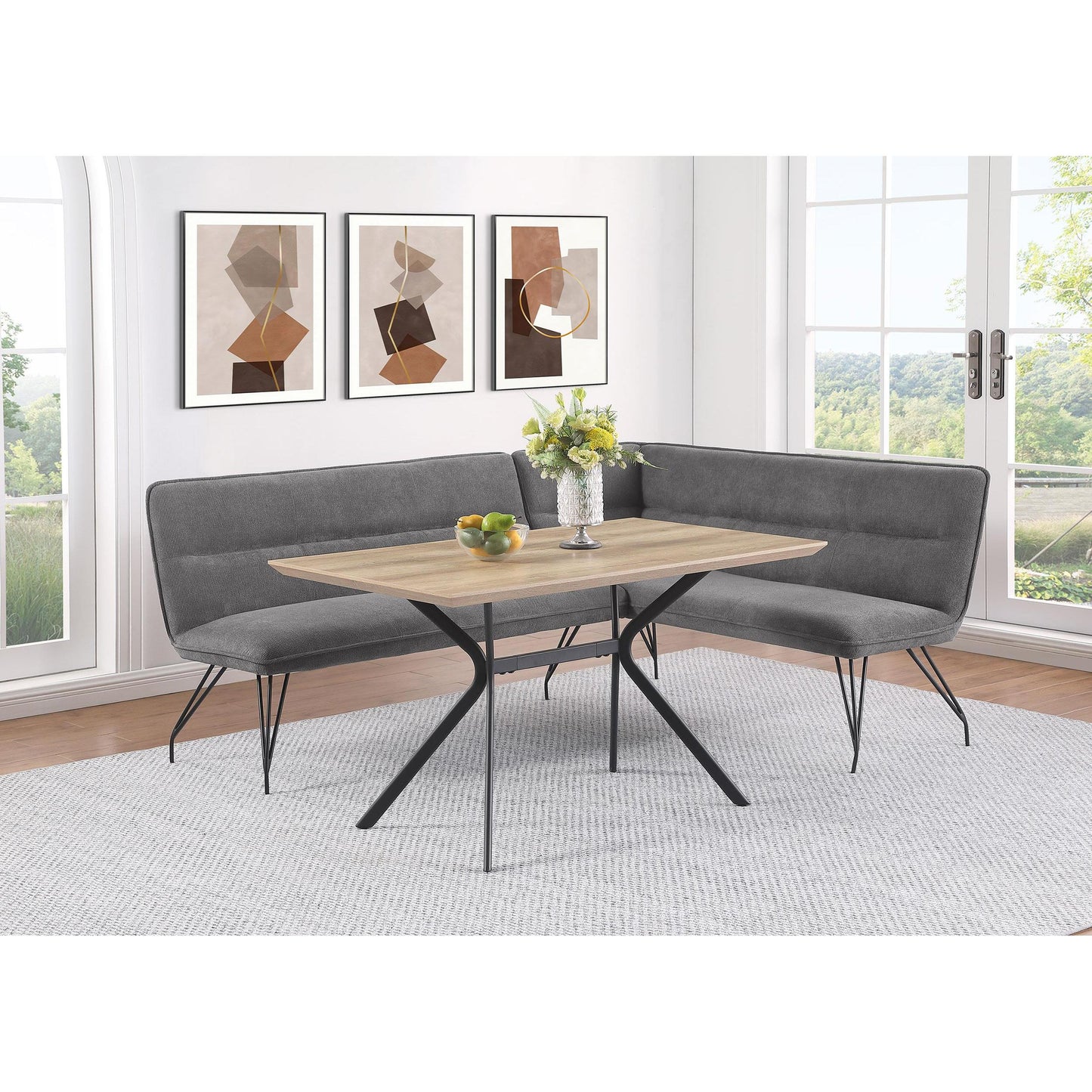 Coaster Furniture Dodson 108486 Fabric Upholstered L-Shaped Nook Dining Bench - Grey IMAGE 6