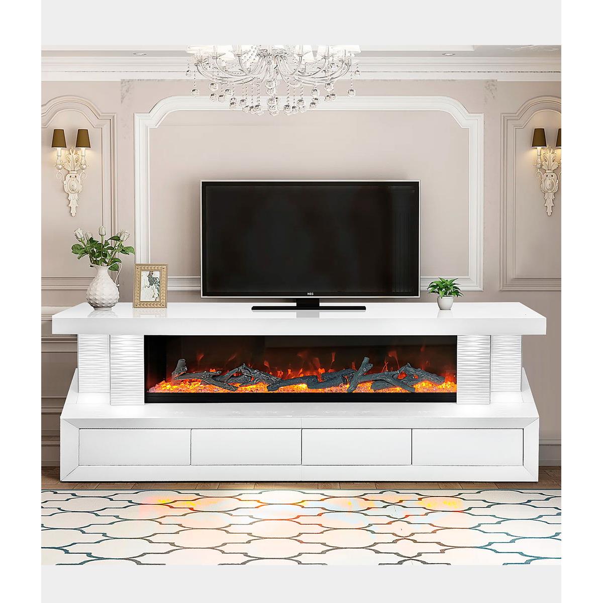 Generation Trade Linx 715109 TV Stand/ Fireplace - White IMAGE 1