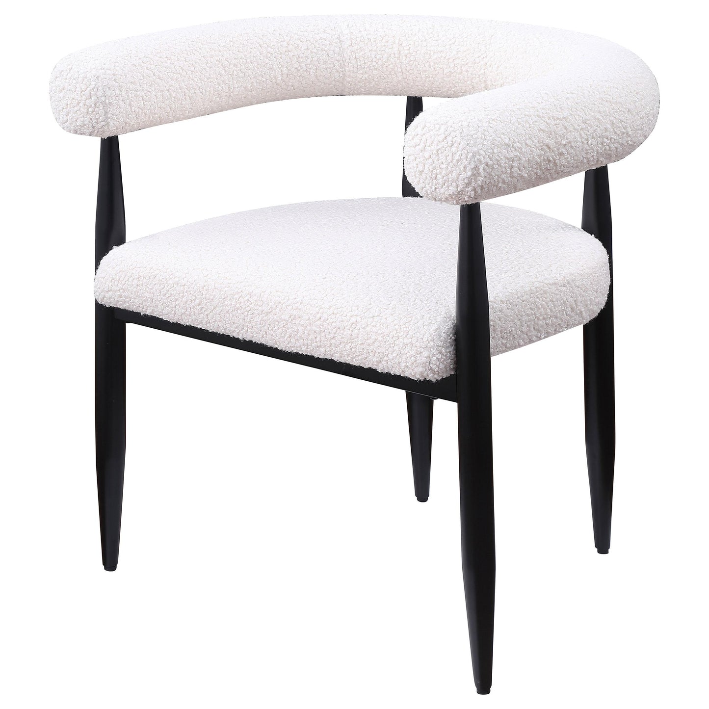 Coaster Furniture Dunmore 105782 Boucle Upholstered Dining Arm Chair - Cream IMAGE 4
