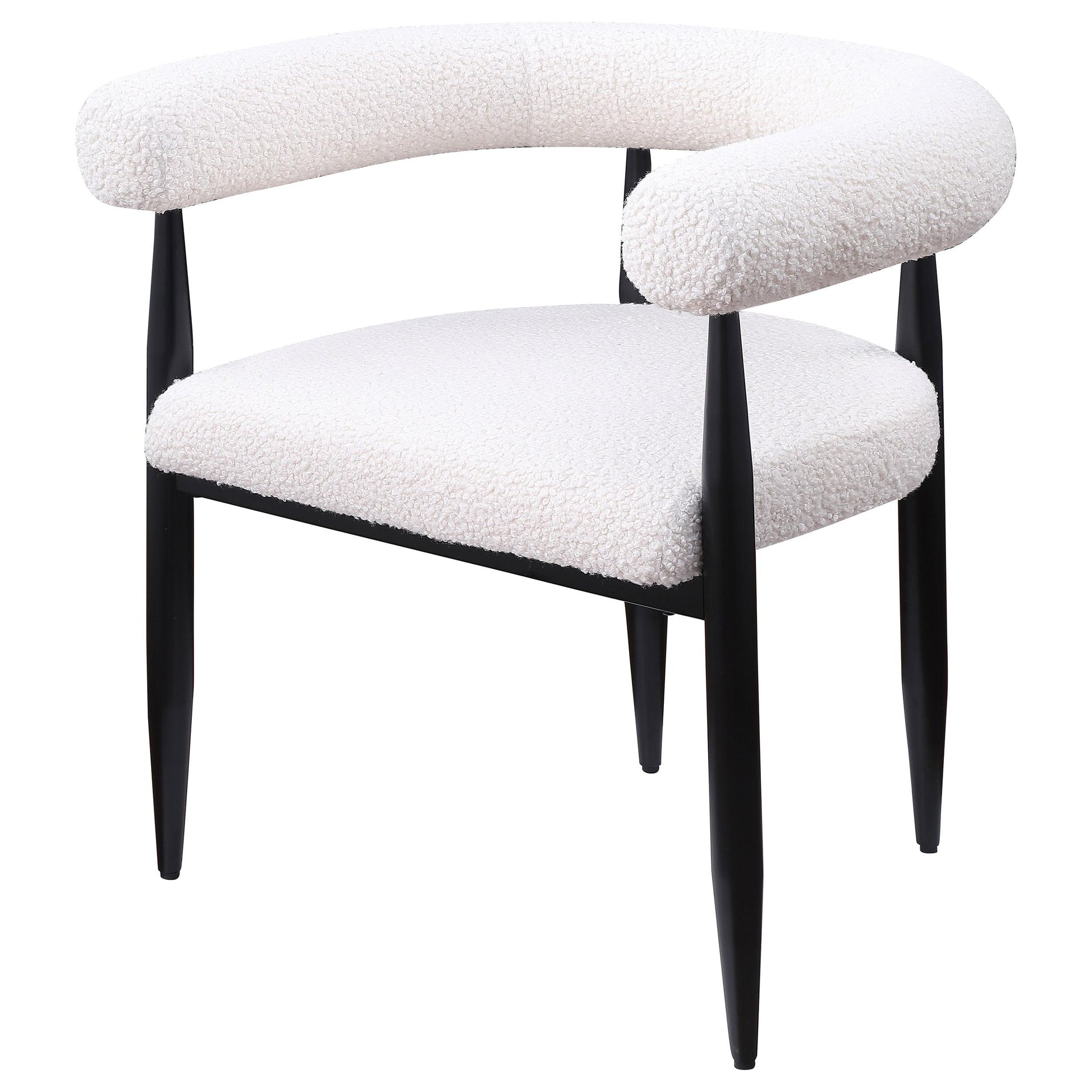 Coaster Furniture Dunmore 105782 Boucle Upholstered Dining Arm Chair - Cream IMAGE 4