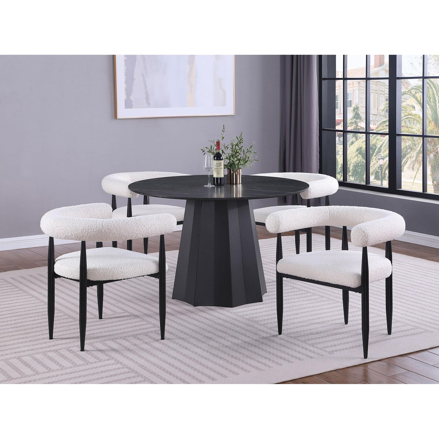 Coaster Furniture Dunmore 105782 Boucle Upholstered Dining Arm Chair - Cream IMAGE 9