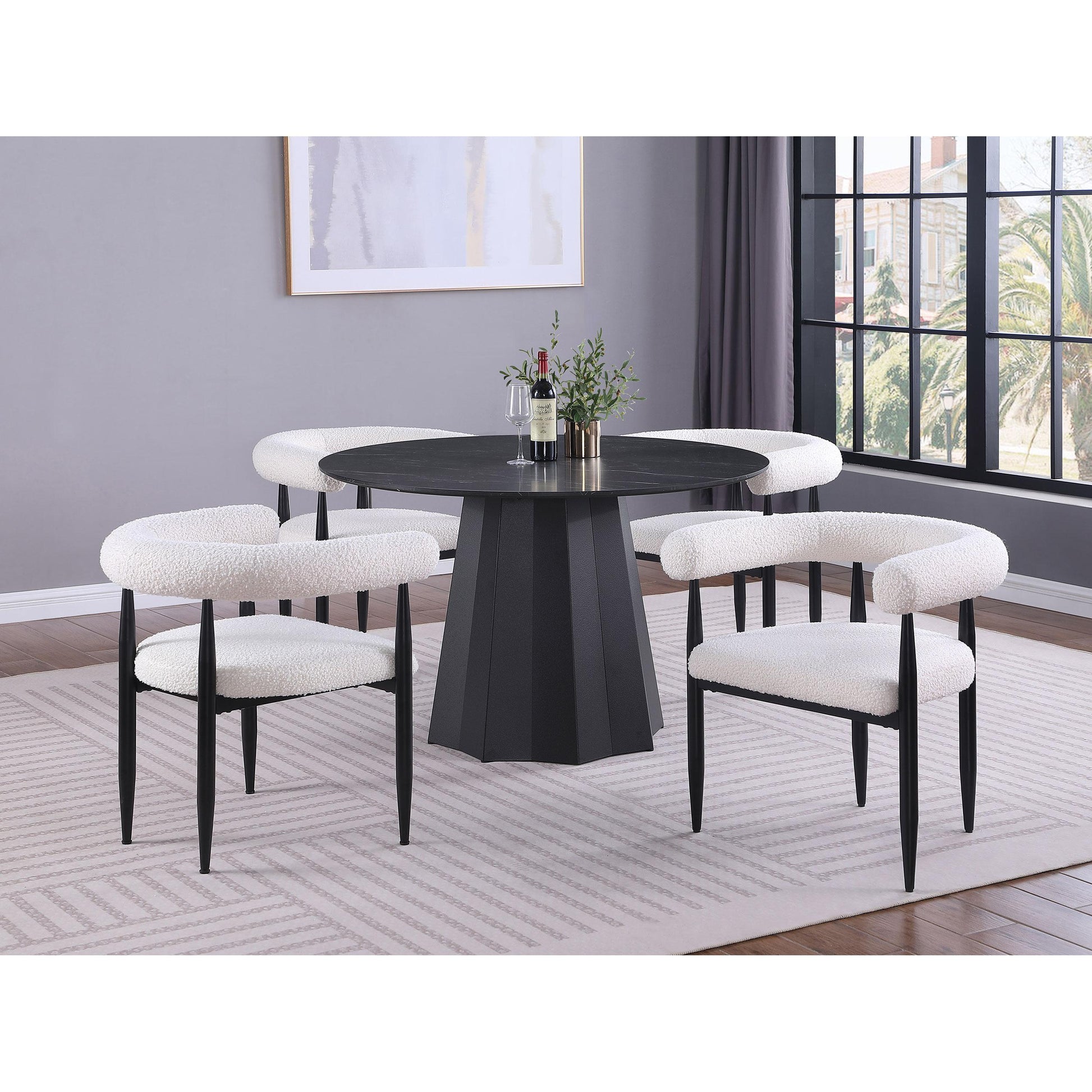 Coaster Furniture Dunmore 105782 Boucle Upholstered Dining Arm Chair - Cream IMAGE 9