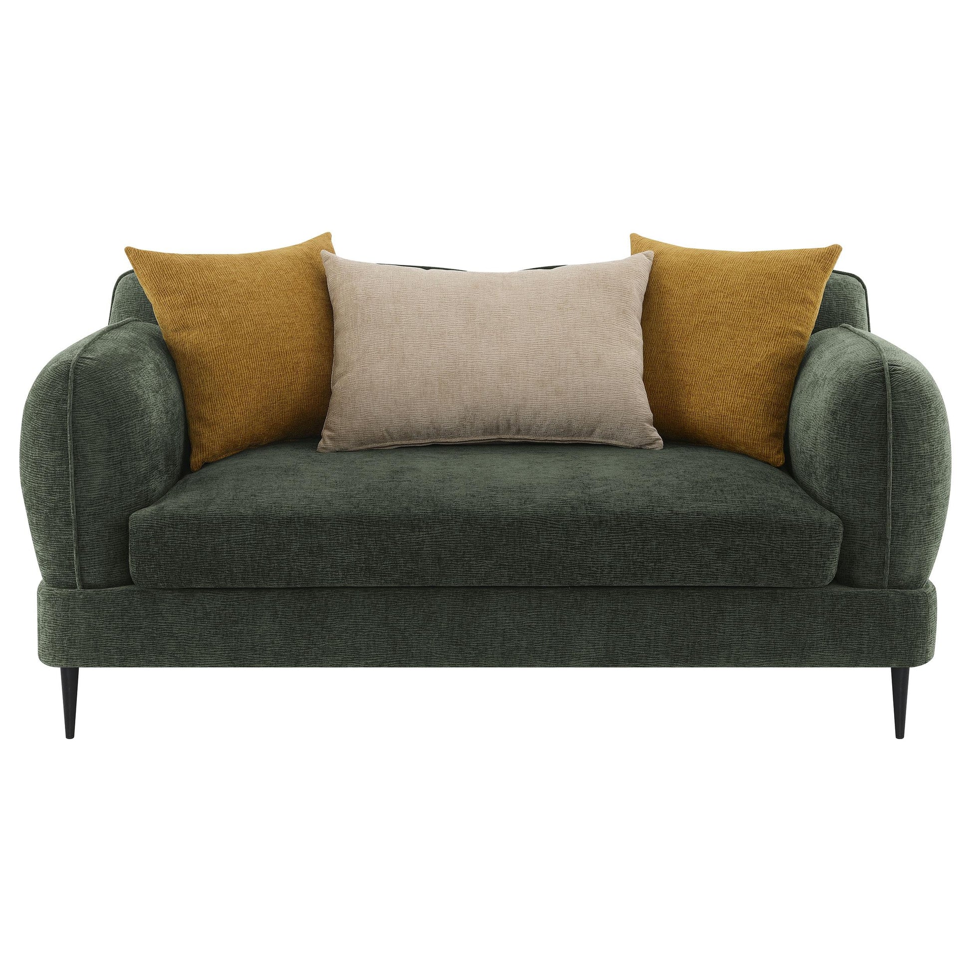  Coaster Furniture Jade 509132 Chenille Upholstered Modern Track Arm Loveseat - Green IMAGE 2
