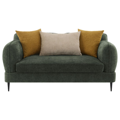  Coaster Furniture Jade 509132 Chenille Upholstered Modern Track Arm Loveseat - Green IMAGE 2