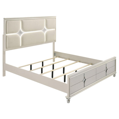 Coaster Furniture Olivia 224951Q Queen Panel Bed LED Headboard - Pearl White IMAGE 3