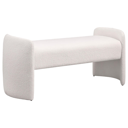  Coaster Furniture Peoria 910199 Velvet Upholstered Accent Bench - Ivory IMAGE 1