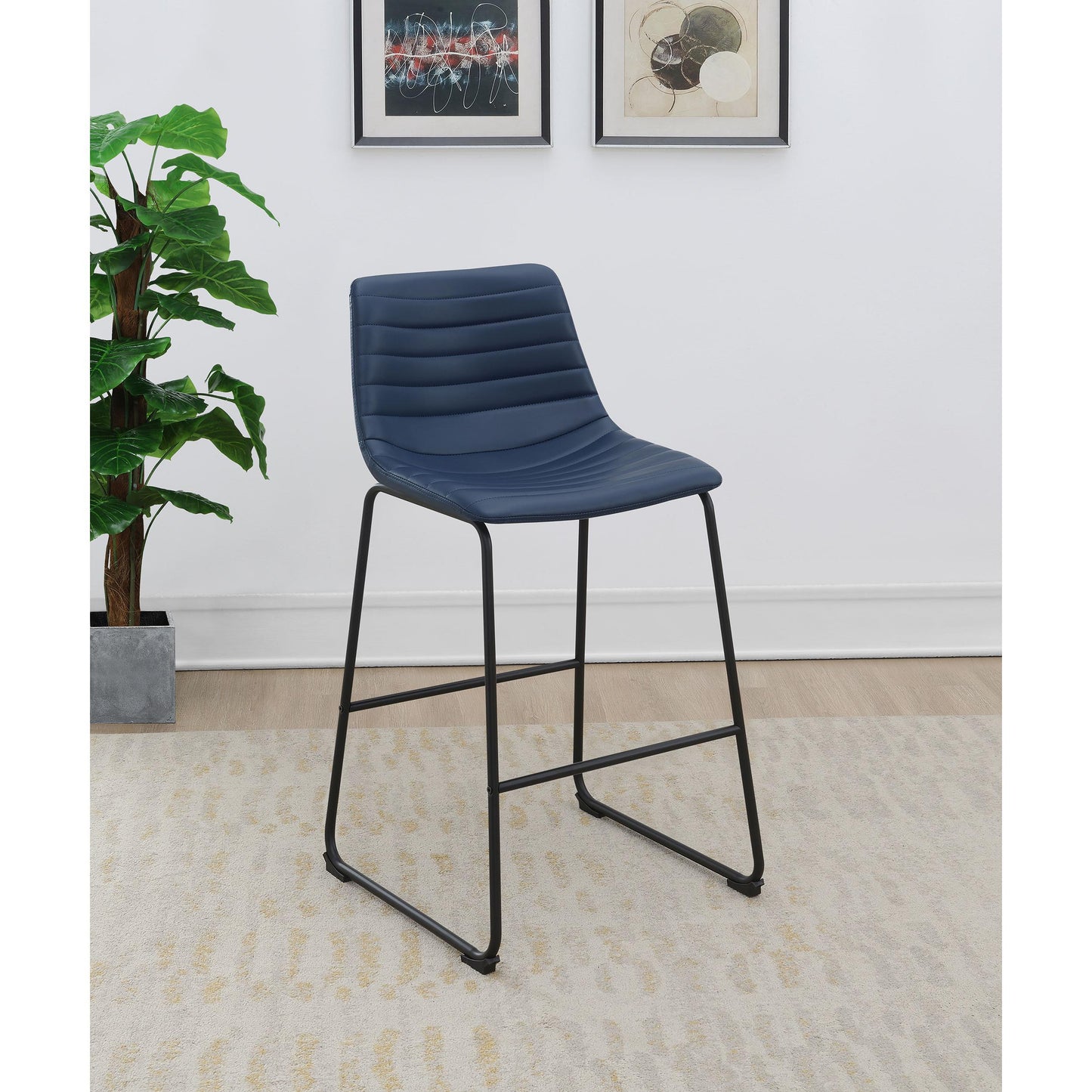  Coaster Furniture Zuni 107208 Faux Leather Upholstered Counter Chair - Blue IMAGE 2