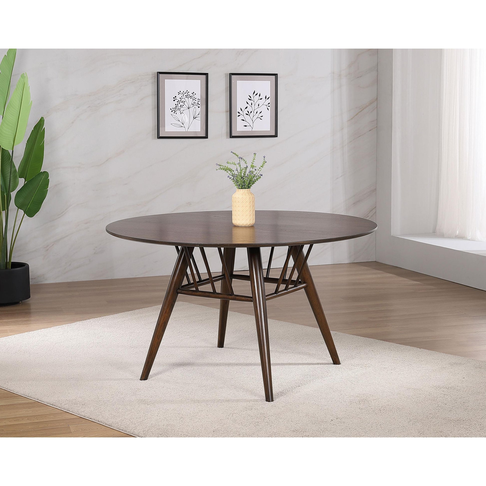 Coaster Furniture Everton 108891 Round 53-inch Wood Dining Table - Dark Walnut IMAGE 2