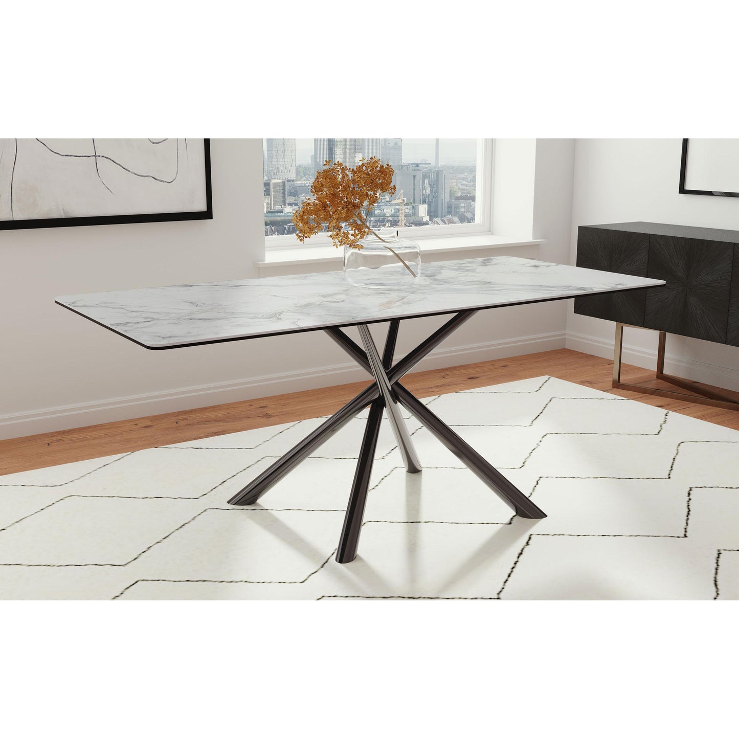  Coaster Furniture Carvell 109371 Rectangular Sintered Stone Dining Table - Mirage White IMAGE 4