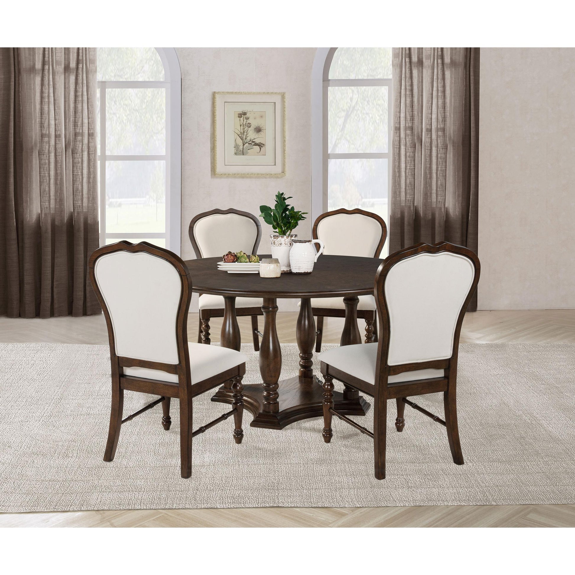 Coaster Furniture Landon 109400 60-inch Round Wood Pedestal Dining Table - Rich Brown IMAGE 4