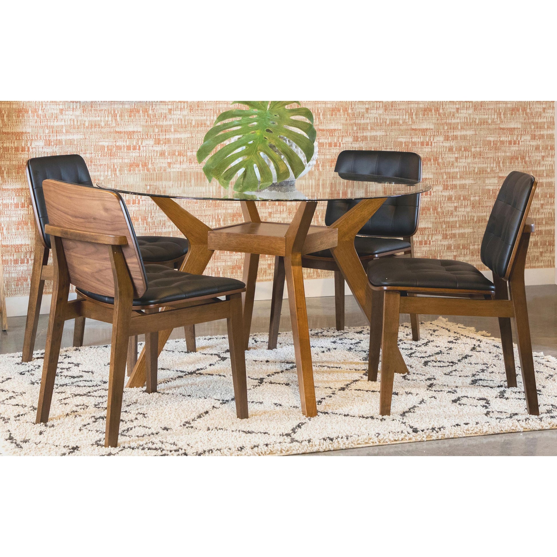 Coaster Furniture Paxton 122180BG Round 48-inch Glass Top Wood Dining Table - Nutmeg IMAGE 3
