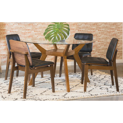 Coaster Furniture Paxton 122180BG Round 48-inch Glass Top Wood Dining Table - Nutmeg IMAGE 3