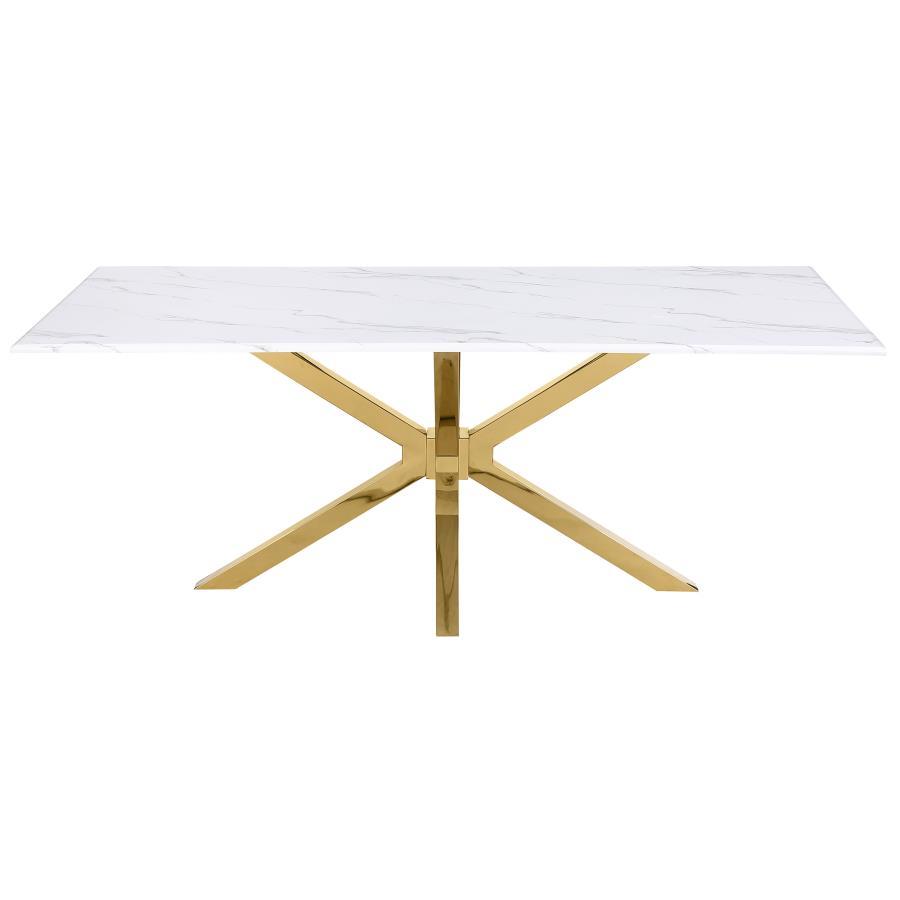  Coaster Furniture Venera 150541 Rectangular 79-inch Faux Marble Dining Table - White IMAGE 3
