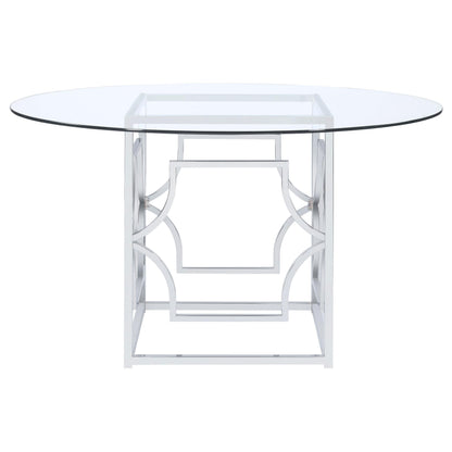 Coaster Furniture Starlight 192561BG Round 54-inch Glass Top Metal Dining Table - Chrome IMAGE 3