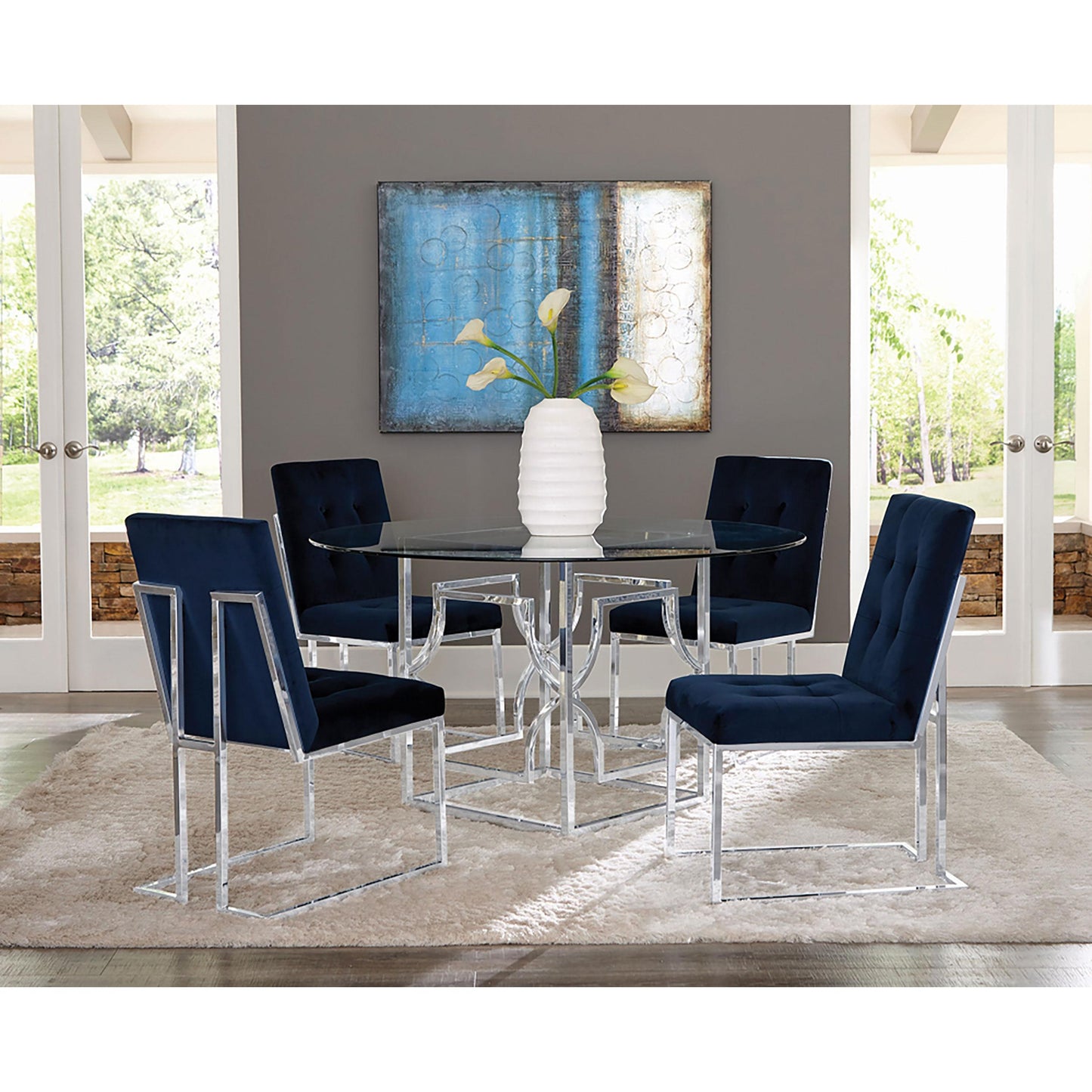Coaster Furniture Starlight 192561BG Round 54-inch Glass Top Metal Dining Table - Chrome IMAGE 5