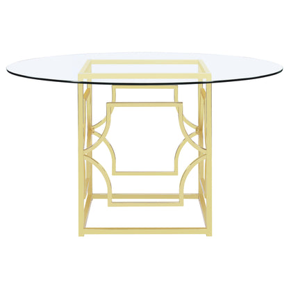Coaster Furniture Starlight 192641BG Round 54-inch Glass Top Metal Dining Table - Brass IMAGE 3