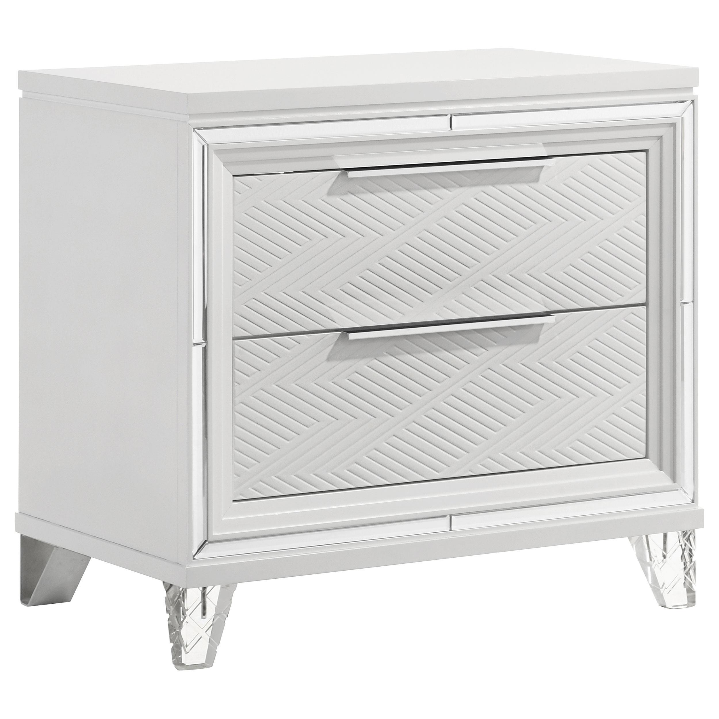 Coaster Furniture Marmore 224962 2-Drawer Nightstand Bedside Table - White IMAGE 1