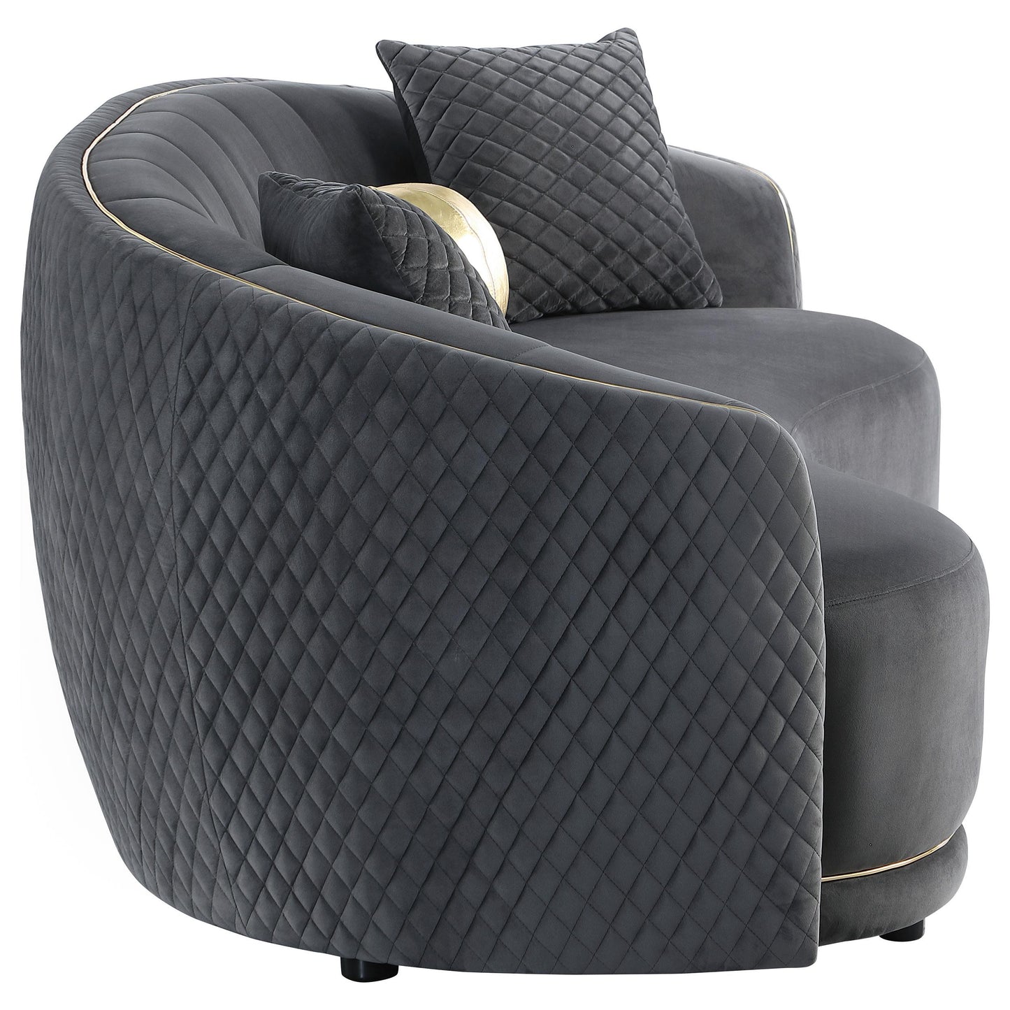  Coaster Furniture Brookside 504844 Velvet Upholstered Curved Sofa - Dark Grey IMAGE 7