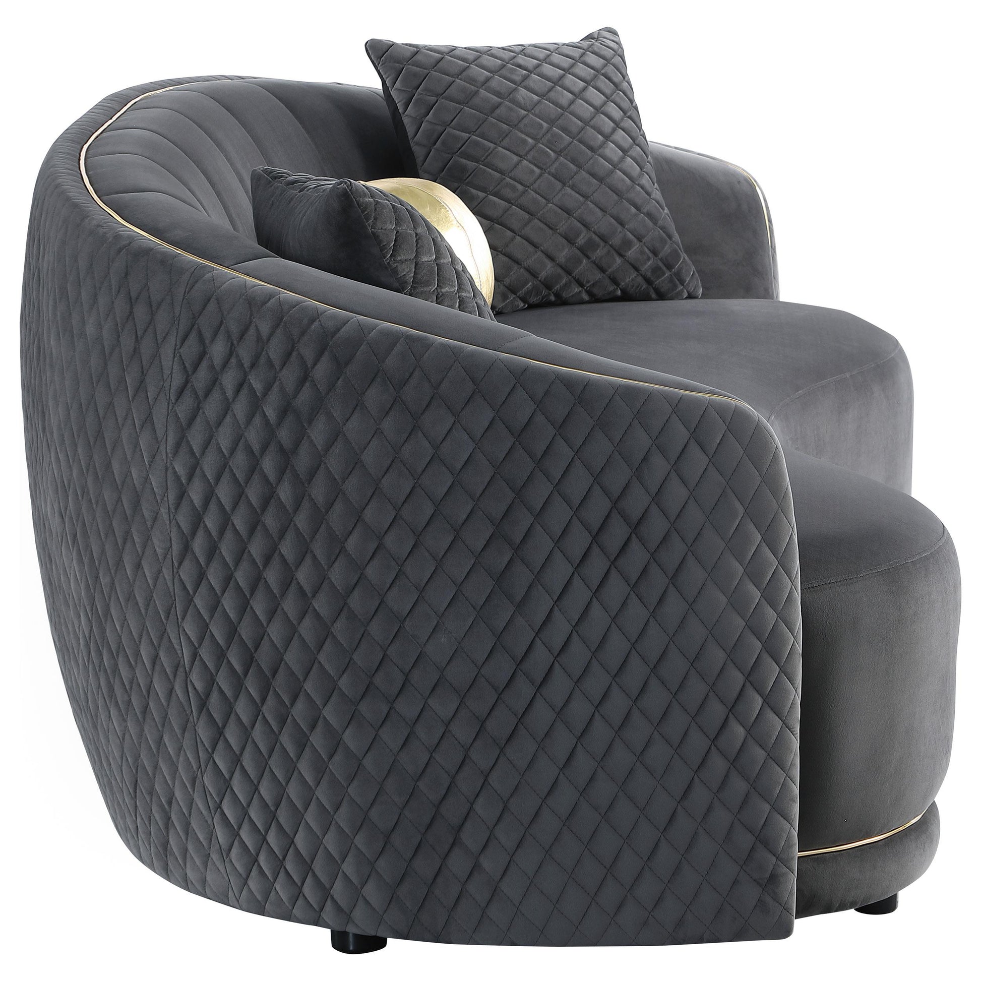 Coaster Furniture Brookside 504844 Velvet Upholstered Curved Sofa - Dark Grey IMAGE 7