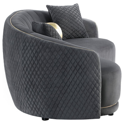  Coaster Furniture Brookside 504844 Velvet Upholstered Curved Sofa - Dark Grey IMAGE 7