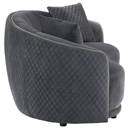 Coaster Furniture Brookside 504845 Velvet Upholstered Curved Loveseat - Dark Grey IMAGE 7