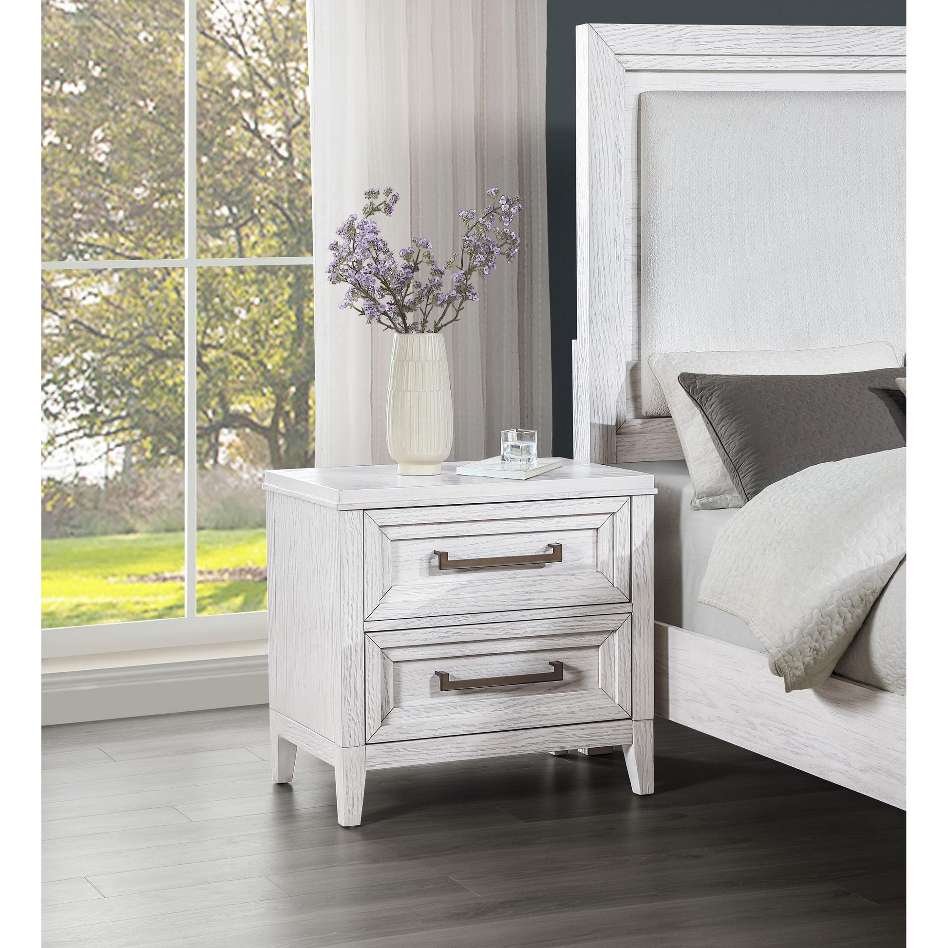 Coaster Furniture Marielle 224842 2-Drawer Nightstand Bedside Table - Distressed White IMAGE 2