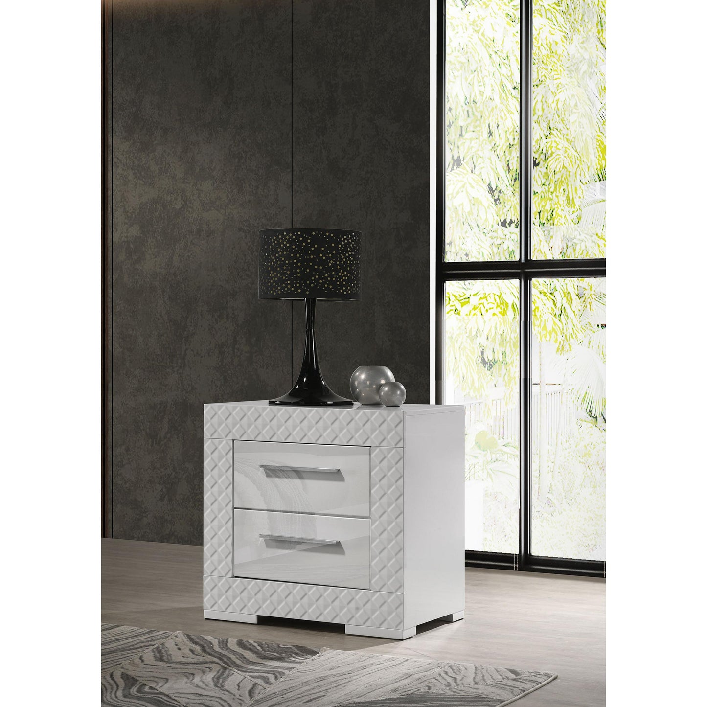 Coaster Furniture Ives 224942 2-Drawer Nightstand Bedside Table - White High Gloss IMAGE 2